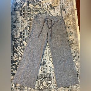 Patagonia wide legged cotton pants with drawstring.